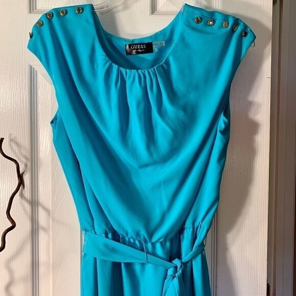Teal Guess Dress in Crepe Size 8 - Picture 4 of 7